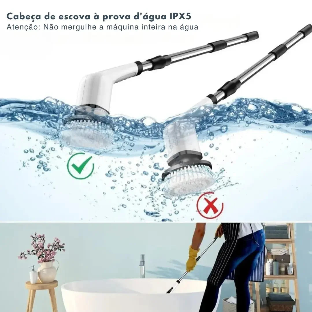 Escova Elétrica de Limpeza 9 em 1 com Cabo Extensor - Entrega Grátis