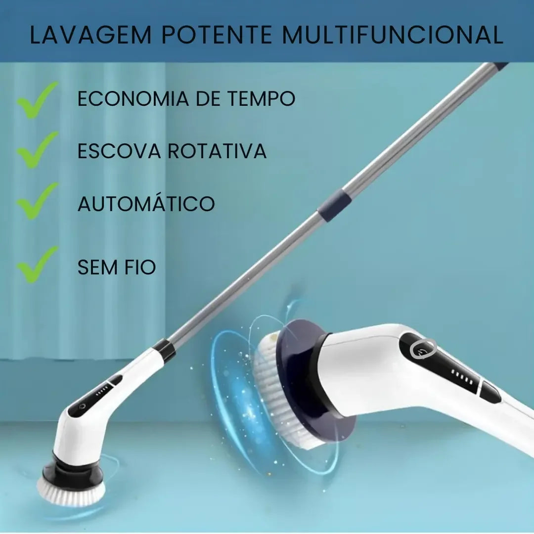 Escova Elétrica de Limpeza 9 em 1 com Cabo Extensor - Entrega Grátis