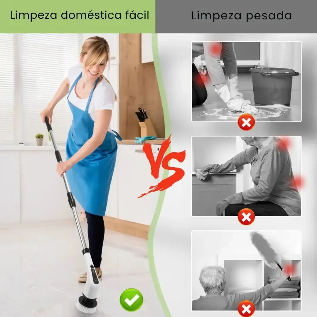Escova Elétrica de Limpeza 9 em 1 com Cabo Extensor - Entrega Grátis