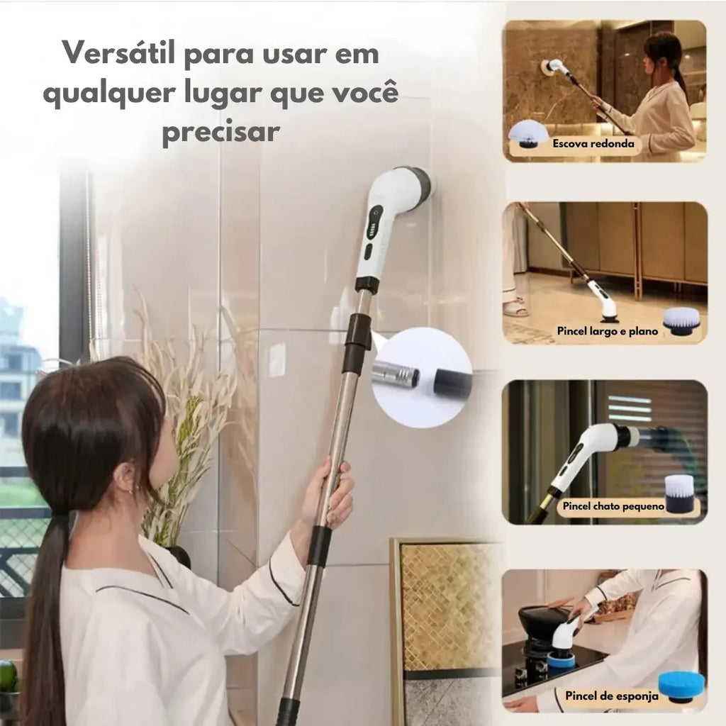 Escova Elétrica de Limpeza 9 em 1 com Cabo Extensor - Entrega Grátis