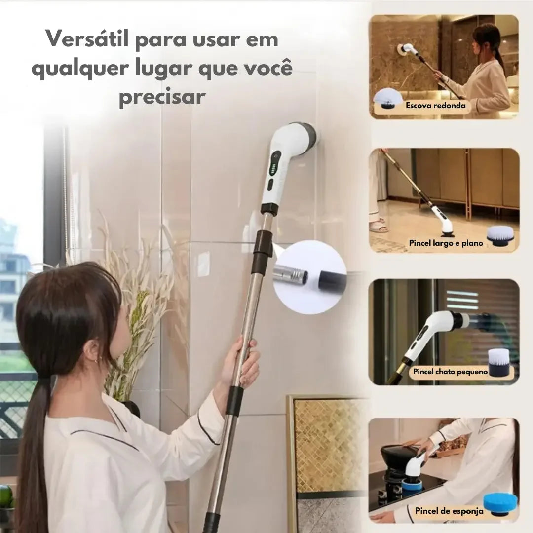 Escova Elétrica de Limpeza 9 em 1 com Cabo Extensor - Entrega Grátis