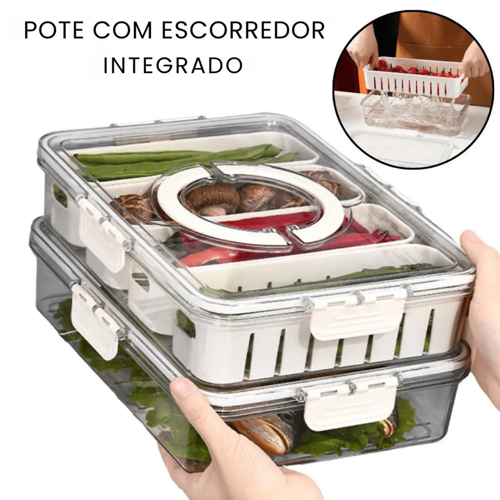 Pote Hermético Organizador com 4 Divisórias - 3,9 L - Entrega Grátis