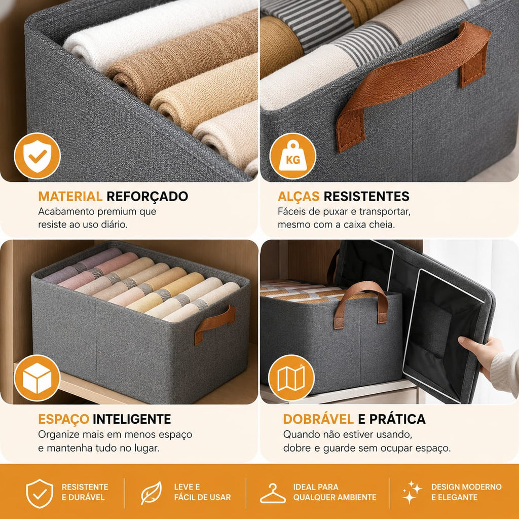 Caixas Organizadoras de Roupas Dobráveis Resistentes e Duráveis - Entrega Grátis