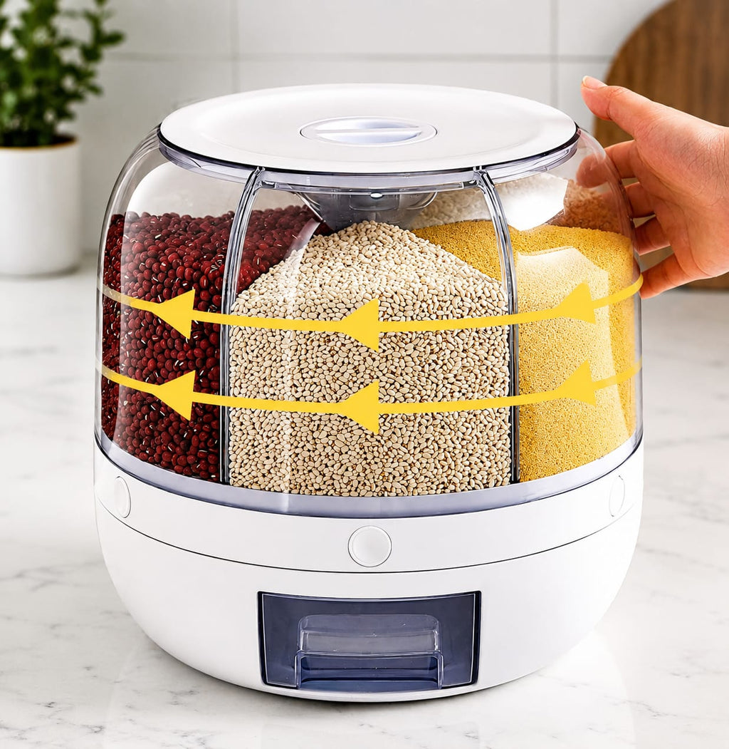Dispenser Giratório Inteligente de Grãos e Cereais com 6 Divisórias- Entrega Grátis