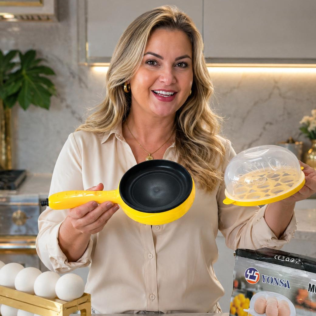 Frigideira Elétrica Antiaderente com Suporte para Cozinhar até 14 ovos- Entrega Grátis