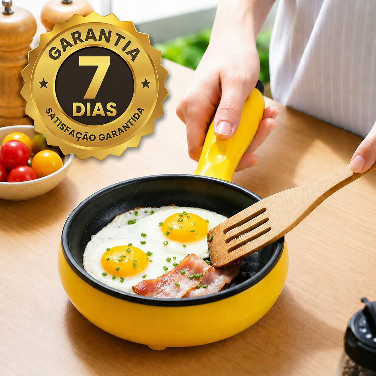Frigideira Elétrica Antiaderente com Suporte para Cozinhar até 14 ovos- Entrega Grátis