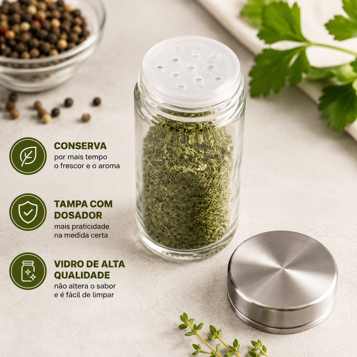 Porta Temperos e Condimentos Giratório em Inox - Entrega Grátis
