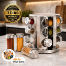 Porta Temperos e Condimentos Giratório em Inox