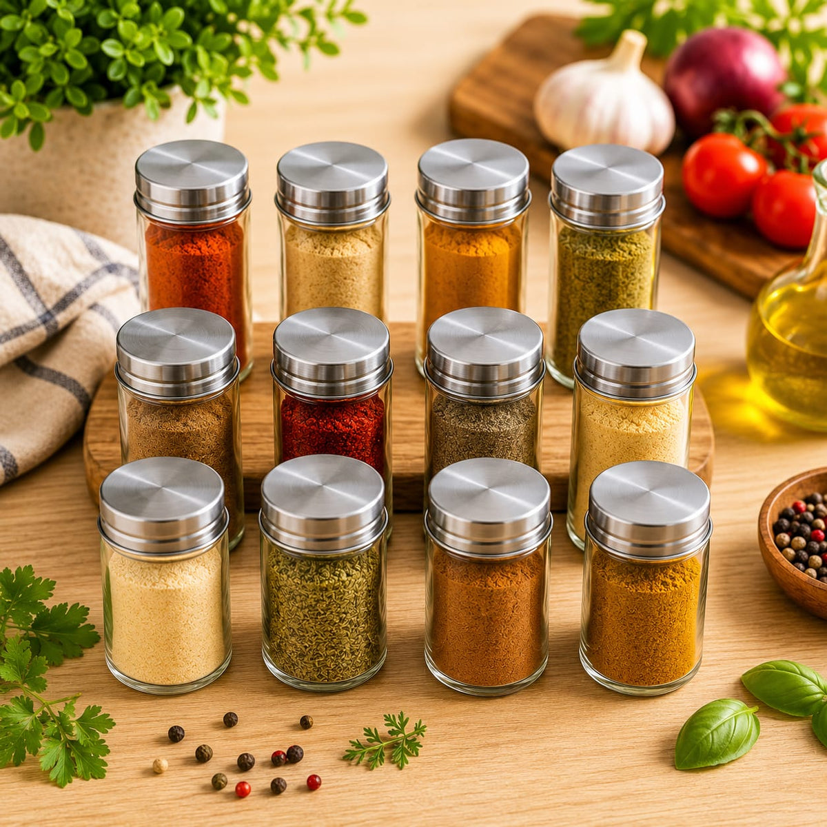 Porta Temperos e Condimentos Giratório em Inox - Entrega Grátis