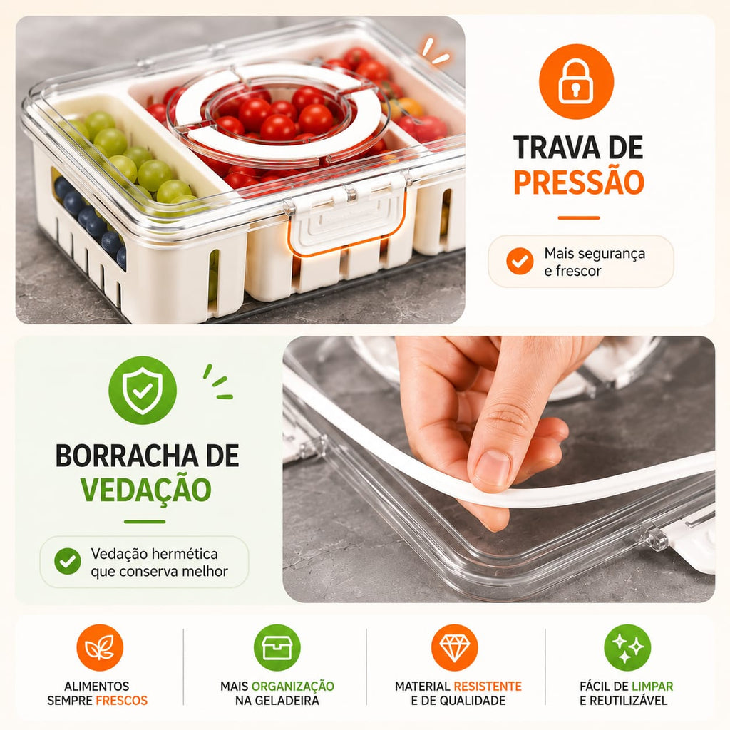 Pote Hermético Organizador com 4 Divisórias - 3,9 L - Entrega Grátis