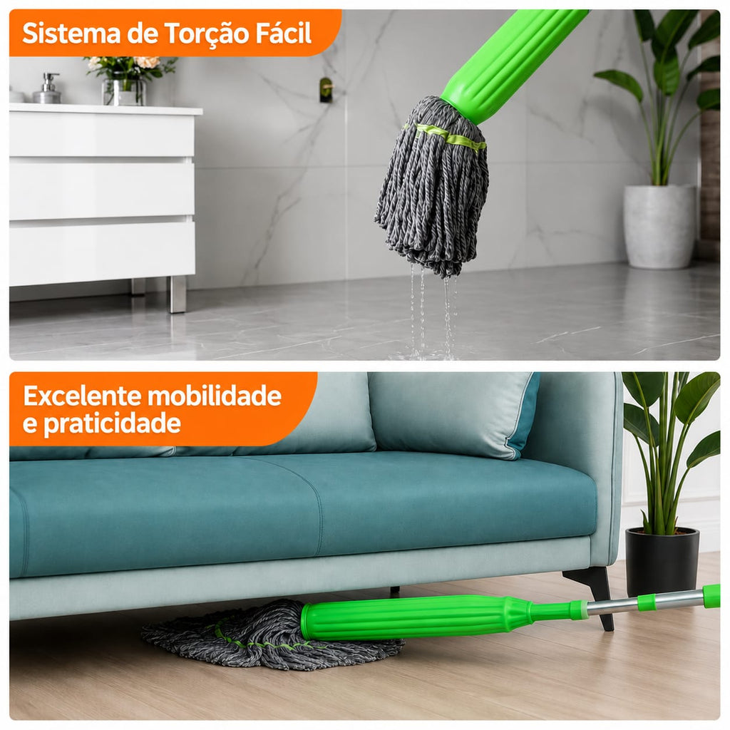 Esfregão 2 em 1 Giratório Automático Com Desidratação Perfeito Para Limpeza Completa - Entrega Grátis
