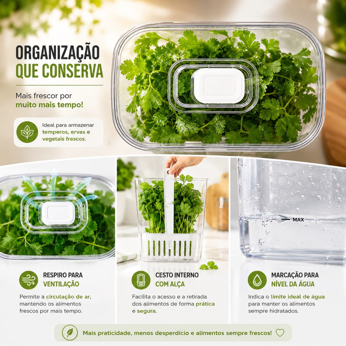 Organizador de temperos para Geladeira - 2,3 L - Entrega Grátis