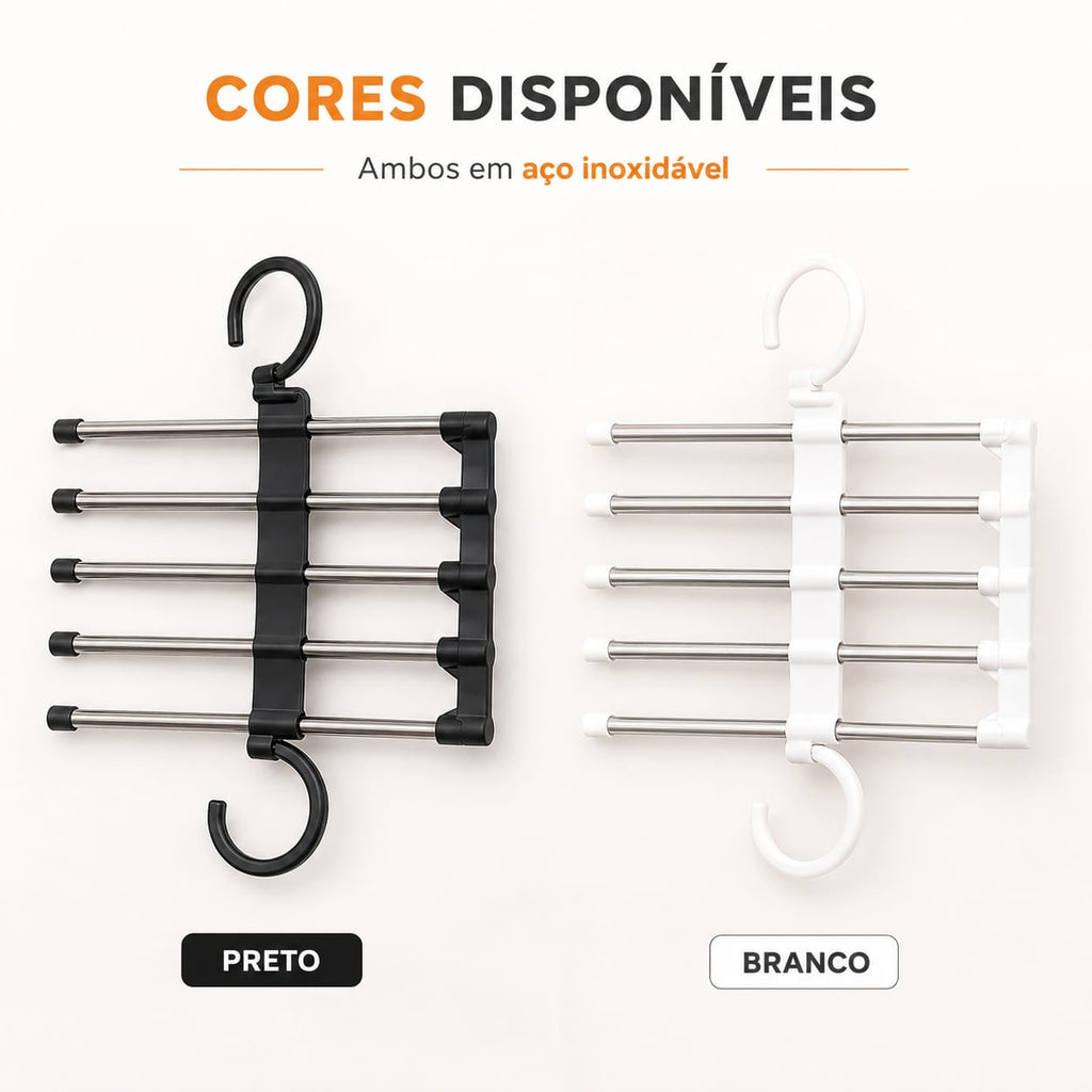 Cabide Retrátil Organizador 5 em 1 Dobrável em Aço Inoxidável - Entrega Grátis