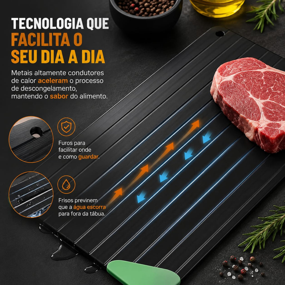 Tábua Para Descongelar Carnes 5x Mais Rápido - Entrega Grátis