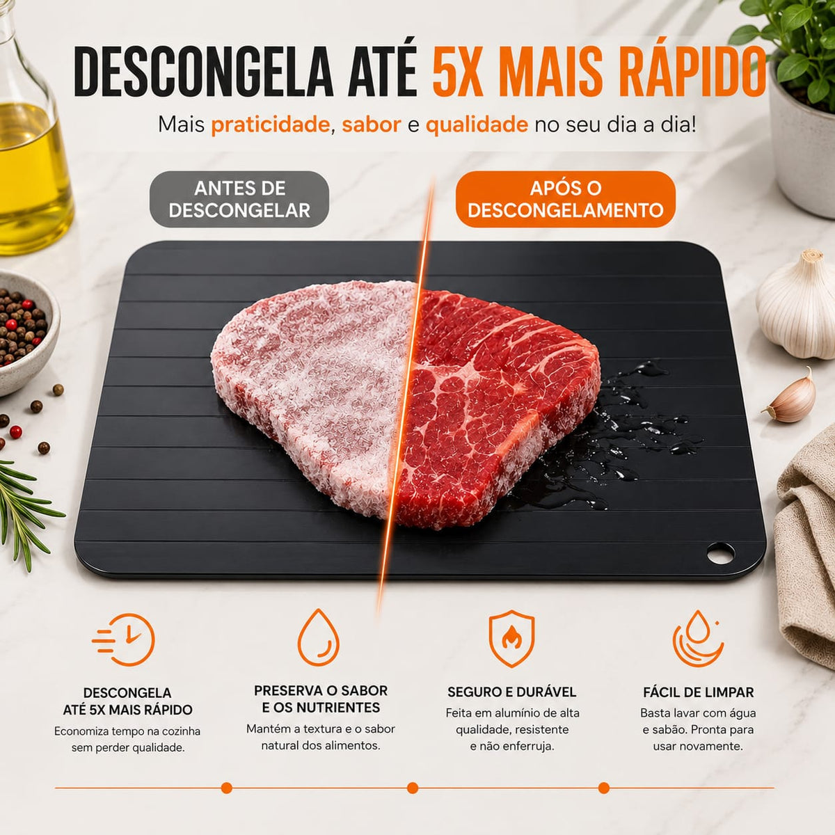 Tábua Para Descongelar Carnes 5x Mais Rápido - Entrega Grátis