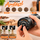 Moedor Elétrico de Temperos Com Níveis de Moagem Fino ou Grosso