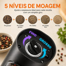 Moedor Elétrico de Temperos Com Níveis de Moagem Fino ou Grosso