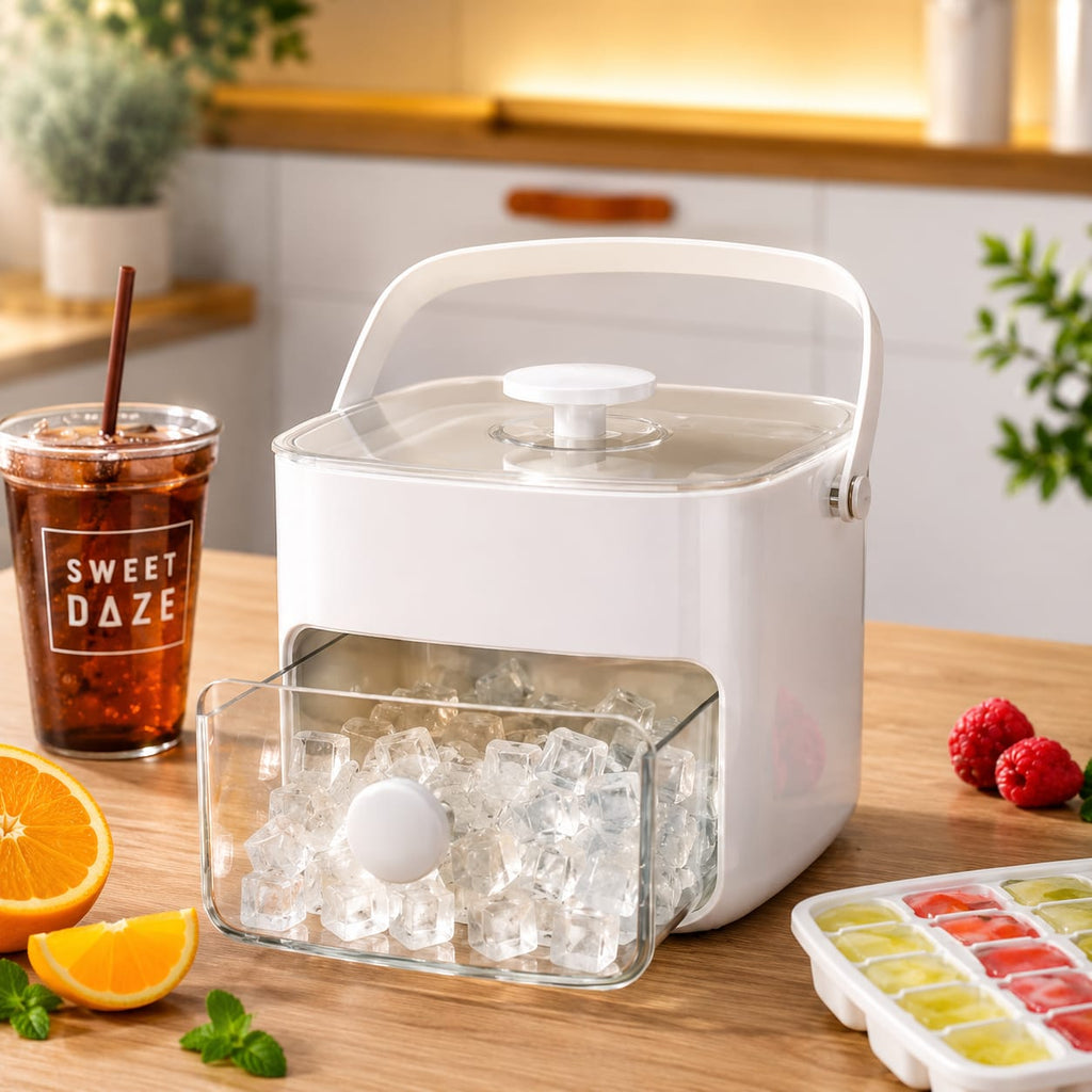 Dispenser De Gelo com 2 Gavetas e Botão Ejetor de Cubos com Capacidade de 48 Cubos de Gelo - Entrega Grátis