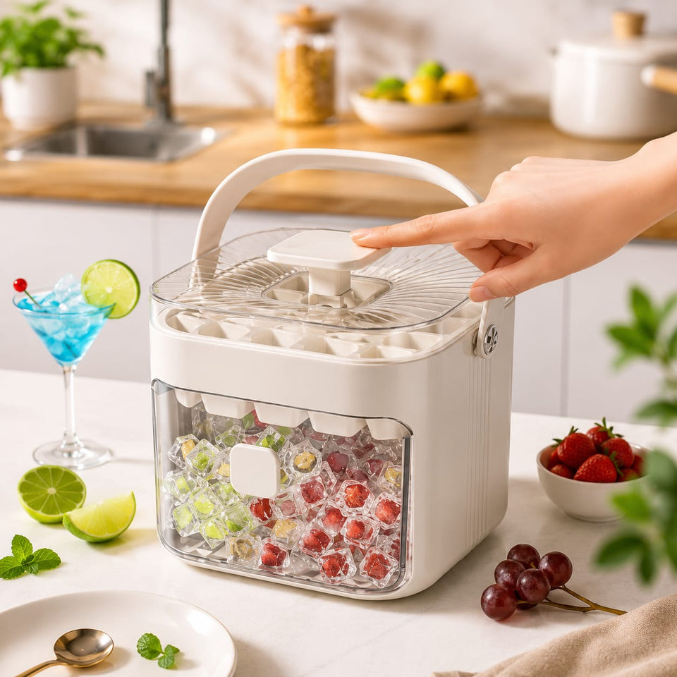 Dispenser De Gelo com 2 Gavetas e Botão Ejetor de Cubos com Capacidade de 48 Cubos de Gelo - Entrega Grátis