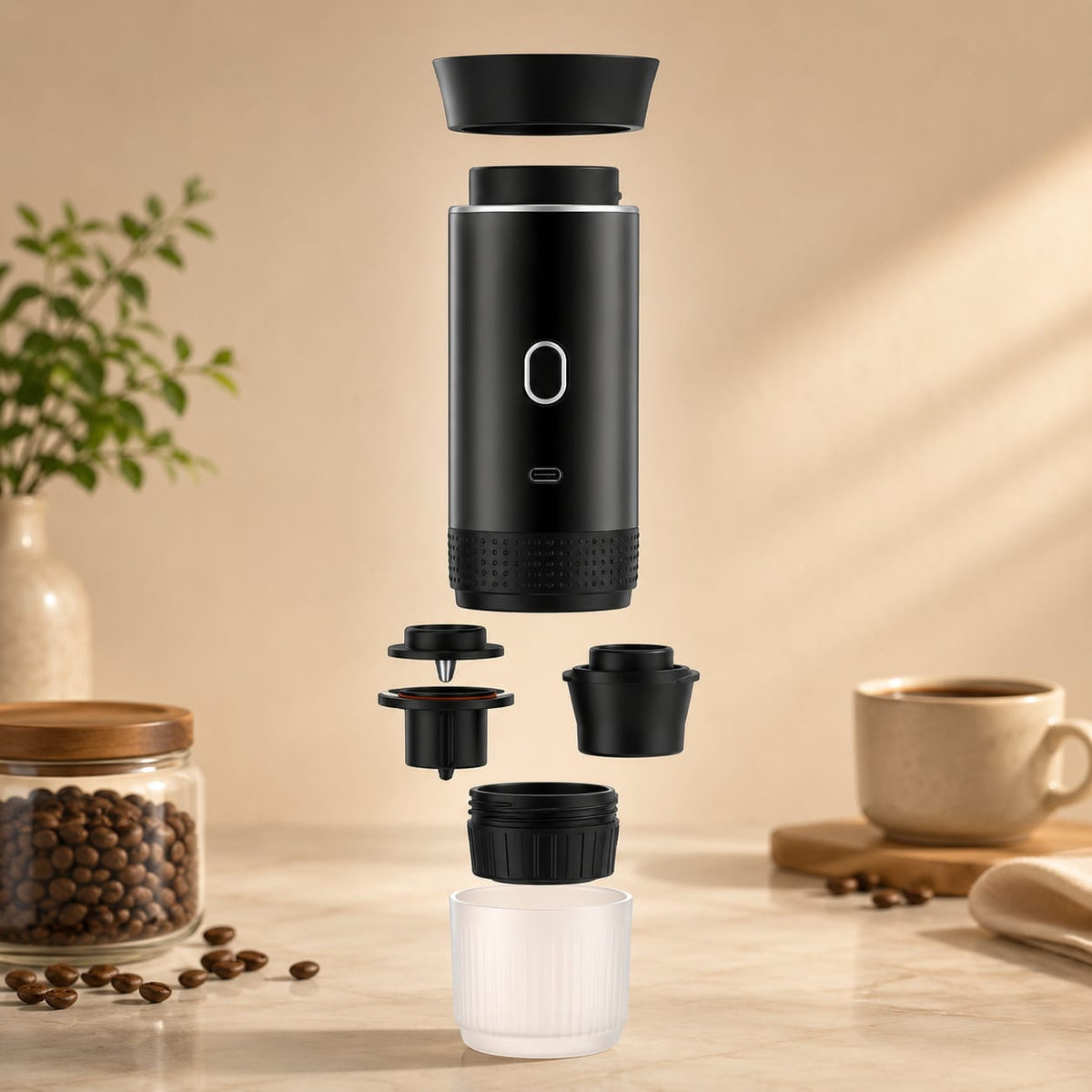 Cafeteira Portátil 3 em 1 - Expresso Elétrica Recarregável para Cápsulas e Café Moído -Entrega Grátis