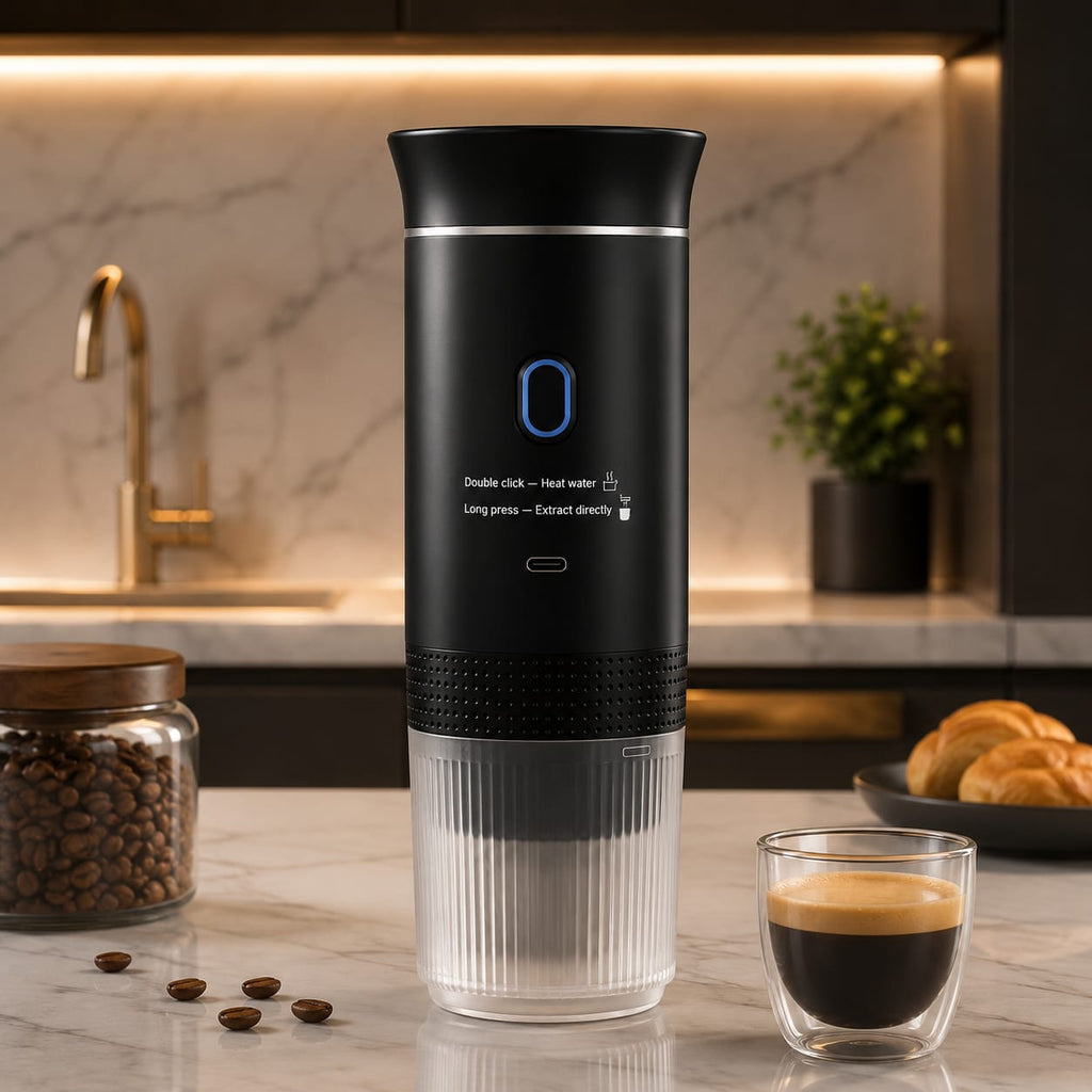 Cafeteira Portátil 3 em 1 - Expresso Elétrica Recarregável para Cápsulas e Café Moído -Entrega Grátis