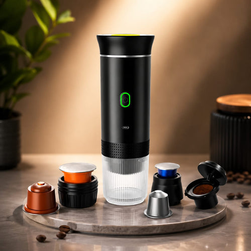 Cafeteira Portátil 3 em 1 - Expresso Elétrica Recarregável para Cápsulas e Café Moído -Entrega Grátis