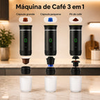 Cafeteira Portátil 3 em 1 - Expresso Elétrica Recarregável para Cápsulas e Café Moído -Entrega Grátis