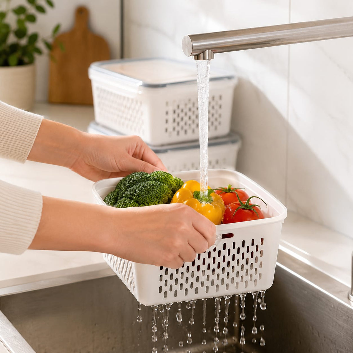 Kit Recipientes para Separar e Conservar Frutas e Verduras Próprios para Geladeira - Entrega Grátis