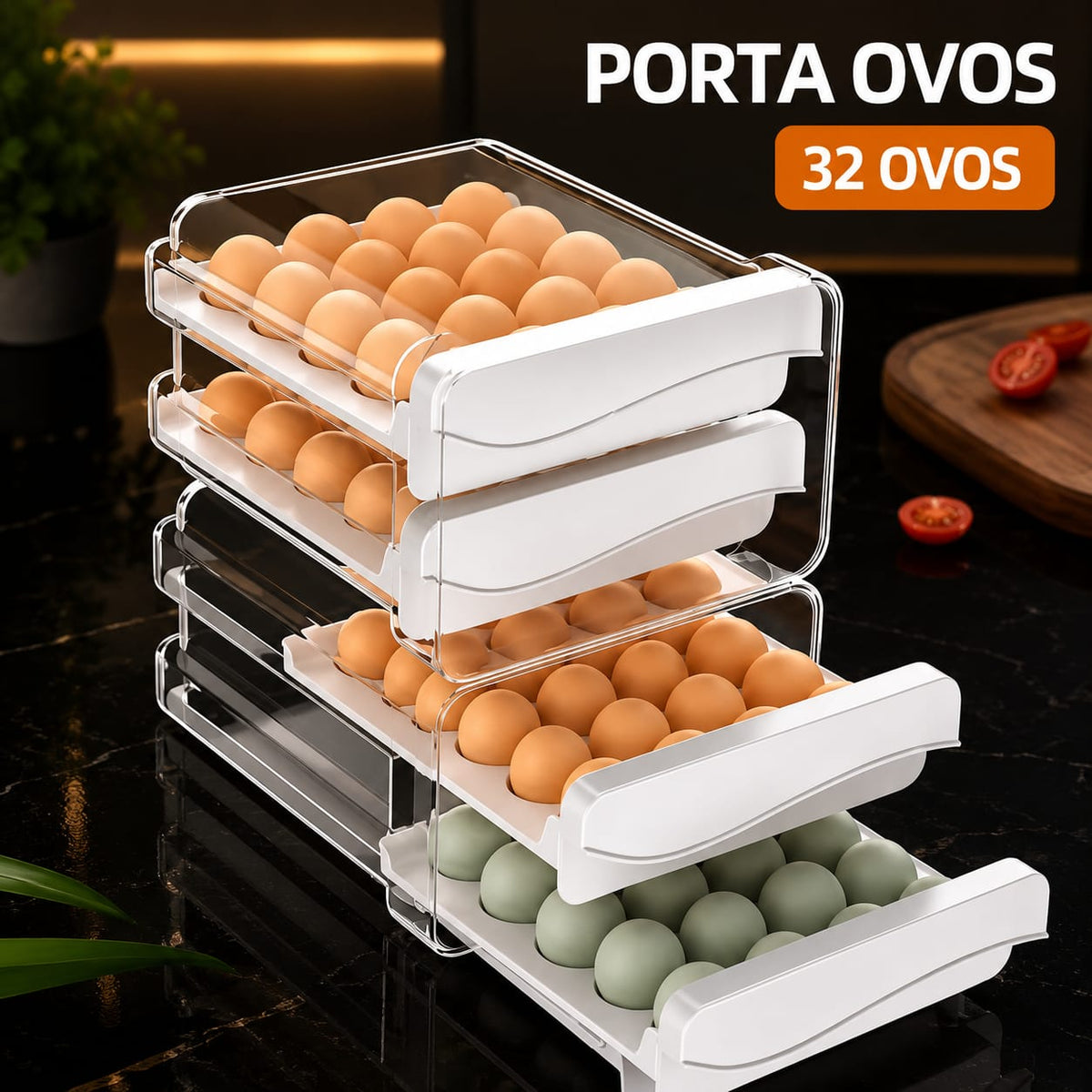 Porta Ovos 2 Andares - Capacidade de até 32 Ovos - Entrega Grátis