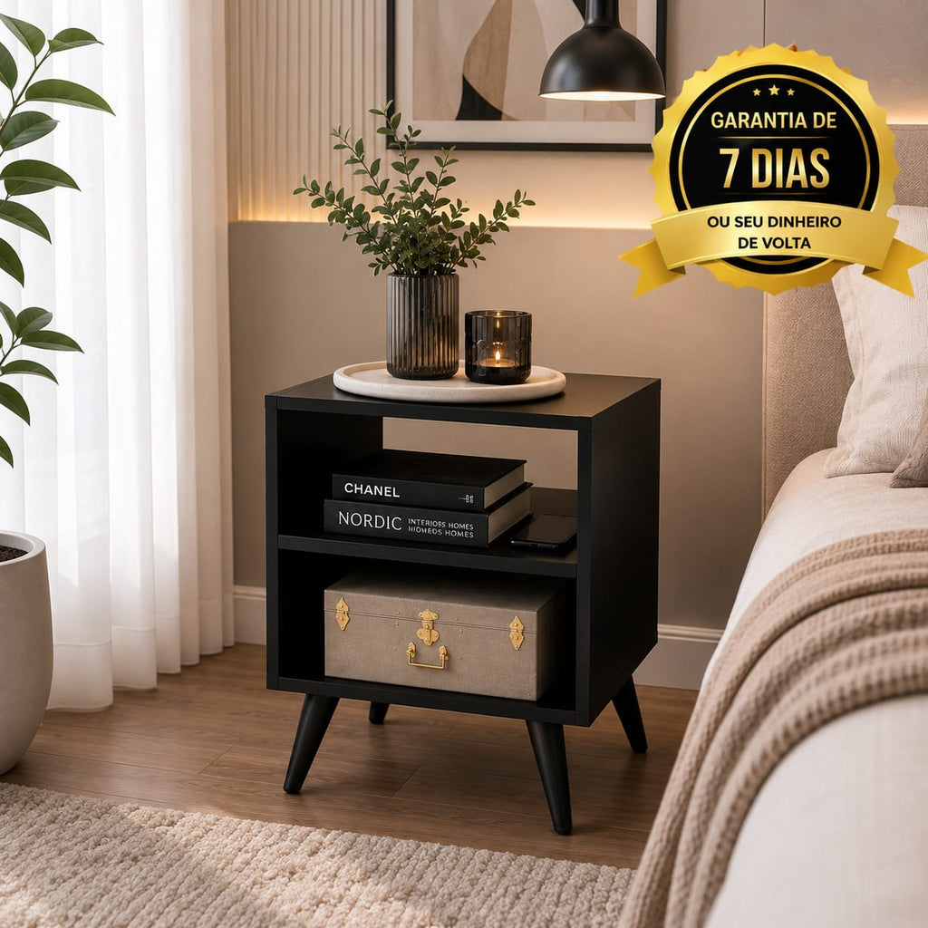 Mesa de Cabeceira Retrô  para Quarto - Entrega Grátis