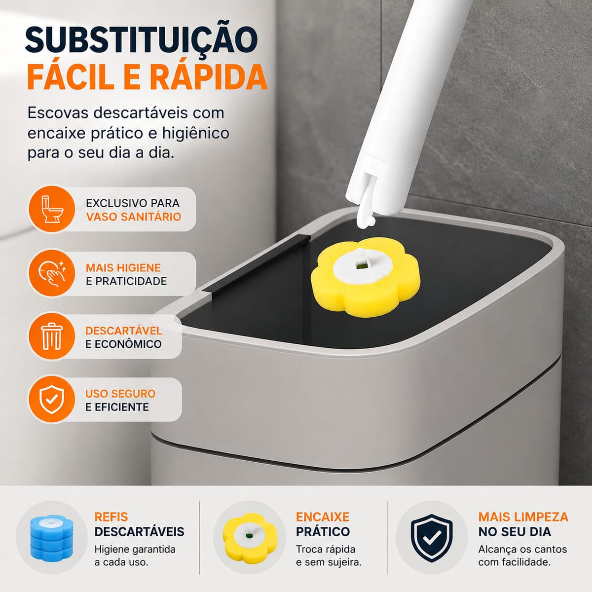 Escova de Limpeza para Vaso Sanitário - Entrega Grátis