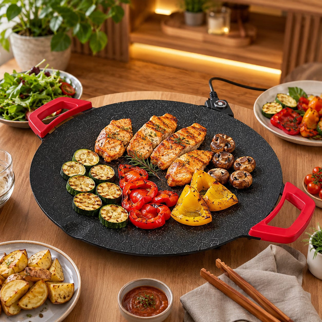 Grill Elétrico Antiaderente de Pedra Vulcânica - Entrega Grátis