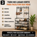 Sapateira com Cabideiro 4 Prateleiras Organizador para Roupas e Sapatos