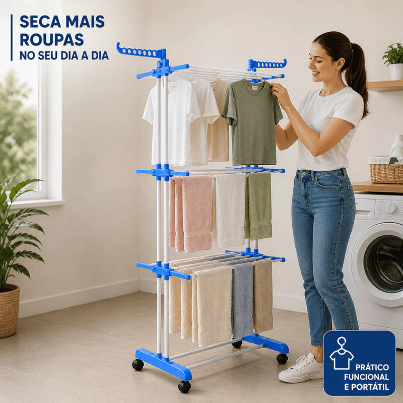 Varal De Chão 3 Andares Vertical Reforçado