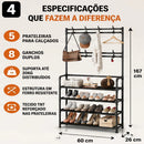 Sapateira com Cabideiro 4 Prateleiras Organizador para Roupas e Sapatos