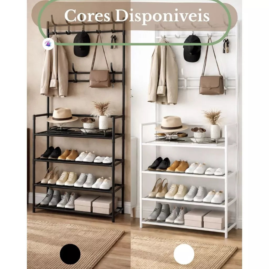 Sapateira com Cabideiro 4 Prateleiras Organizador para Roupas e Sapatos - Entrega Grátis