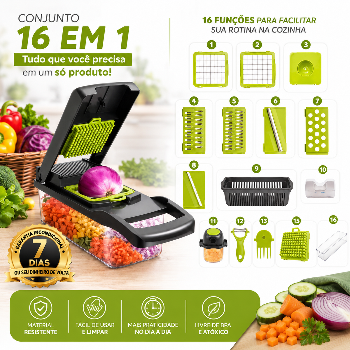 Cortador Multifuncional de Legumes Frutas e Vegetais - Entrega Grátis