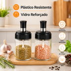 Kit Porta Temperos e Condimentos de Vidro com Tampa e Colher Embutida - Entrega Grátis