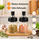 Kit Porta Temperos e Condimentos de Vidro com Tampa e Colher Embutida