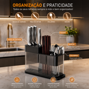 Porta Facas e Talheres Premium em Aço Inoxidável