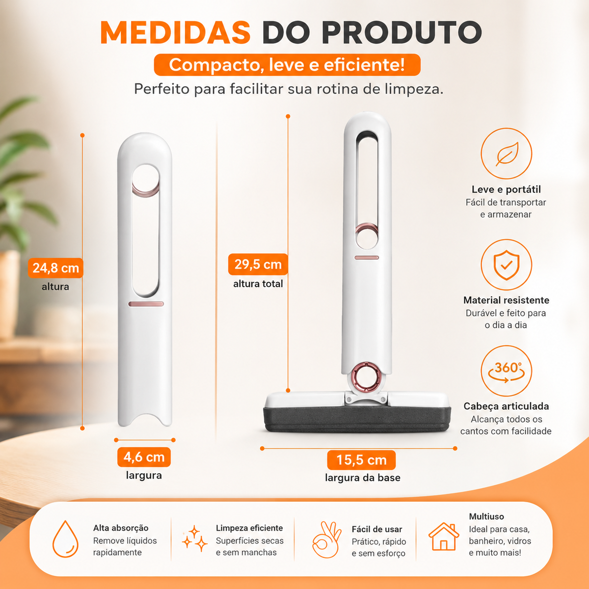 Mini Rodo Esfregão Absorvente Portátil - Entrega Grátis