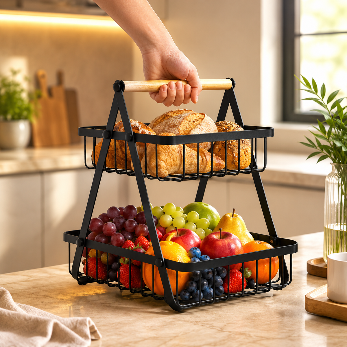 Fruteira de Mesa Premium 2 ou 3 Andar - Entrega Grátis